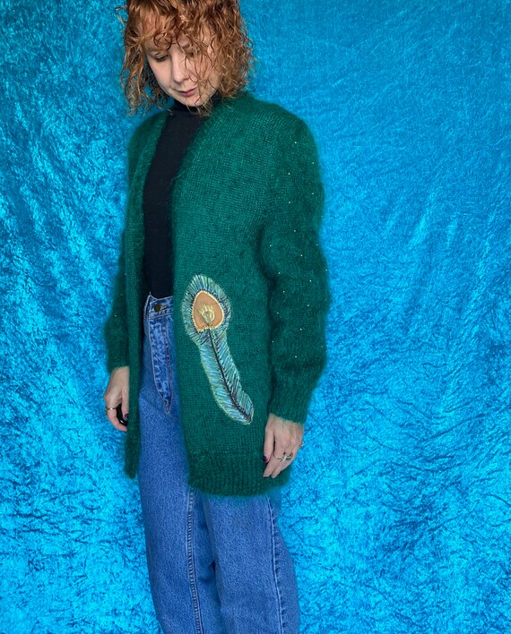 Vintage Mohair Peacock Cardigan