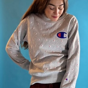 Vintage Graues Champion-Sweatshirt.