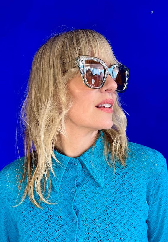 Oversized Cat-eye Vintage Style Sunglasses - Clear Frames - Etsy display picture 1