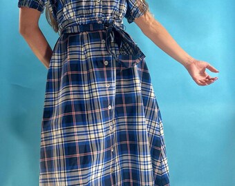 blue checkered dress zara checked grunge indie midi Krem/Žuta Color:AX412 Black 1950s Solid V-Neck Size:M | ITA 42 | EU 38 | UK 10 | US 6