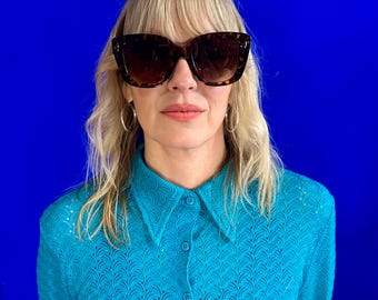Occhiali da sole oversize stile vintage a forma di occhio di gatto - Tartaruga