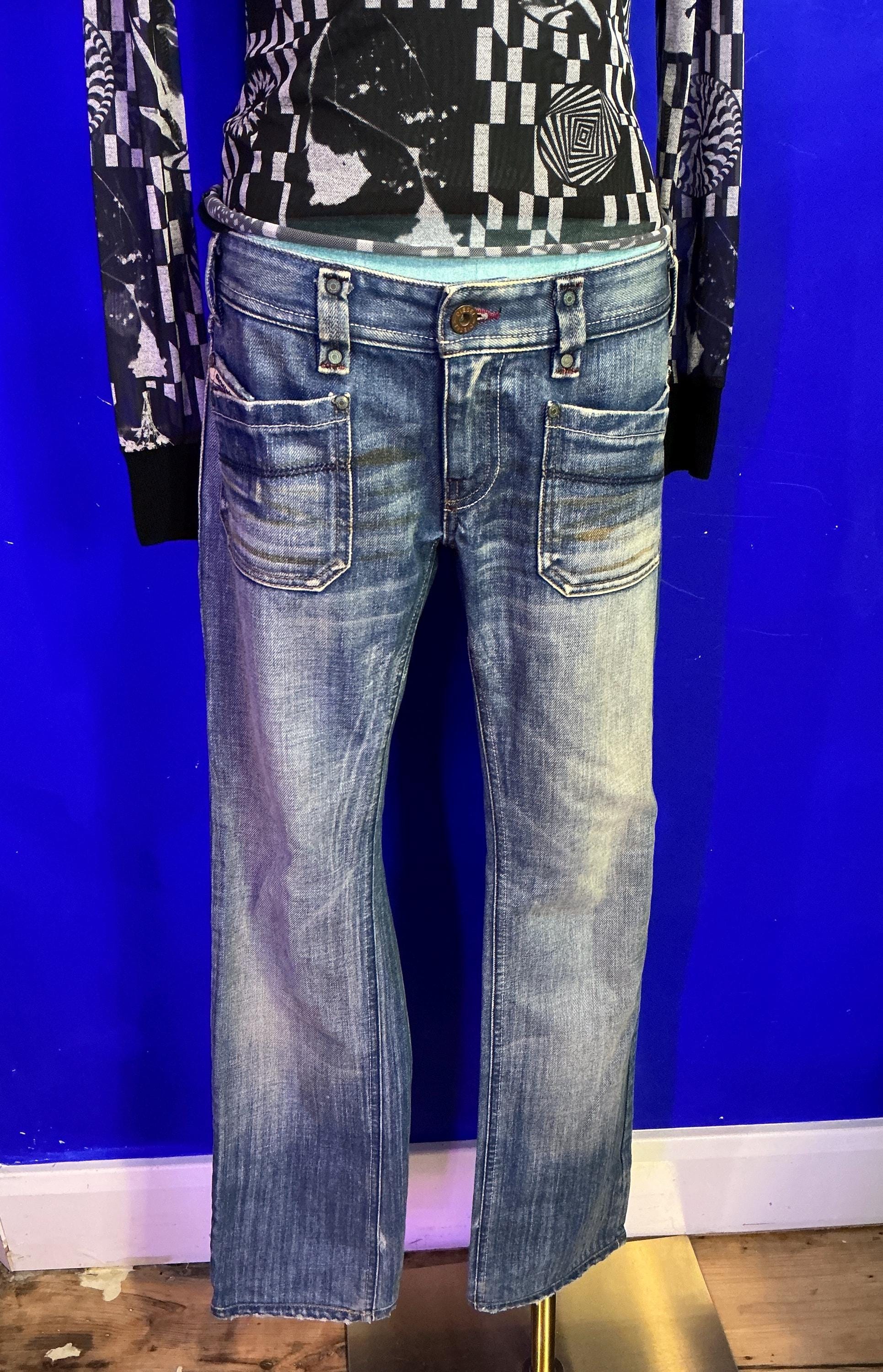Vintage Diesel Y2K Boot Cut Low Rise Distressed Jeans 32W 28L - Etsy