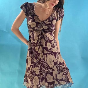 Vintage Y2K Long Floral Dress – 100% Silk