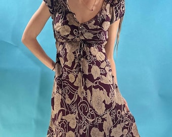 Vintage Y2K Long Floral Dress – 100% Silk
