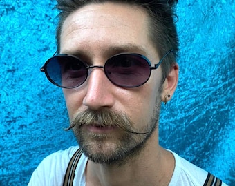 Vintage Oval 90s Style Sunglasses - Pure Black