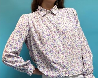 Purple Floral Button Up Shirt.