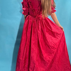 Vintage 80's Red Ruffle Taffeta Romantic Ballgown Prom Dress
