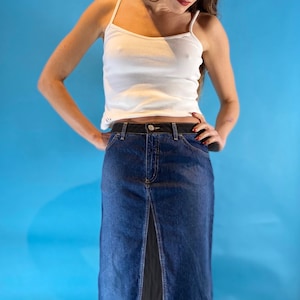 Vintage Y2K Denim Midi Skirt.