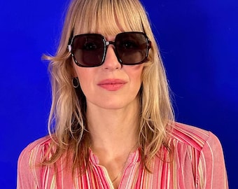 Oversized 70's Vintage Style Square Sunglasses - Brown