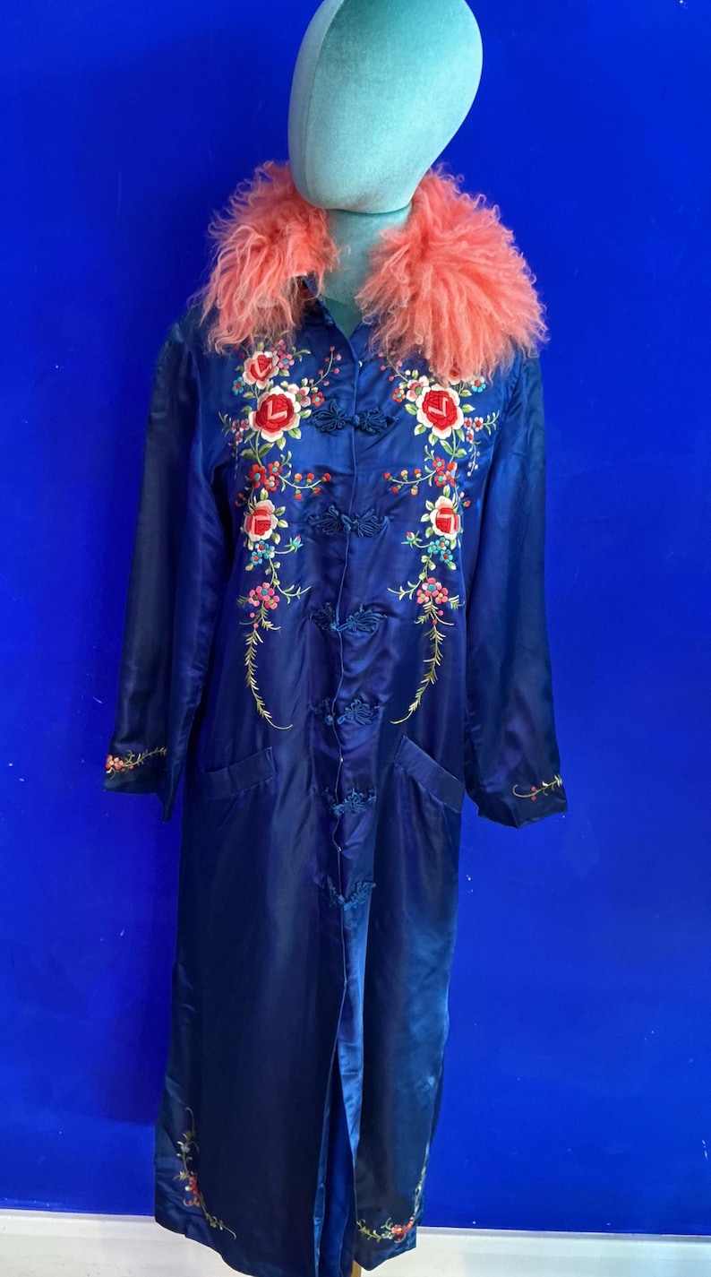 Upcycled Vintage Chinese Silk Robe With Mongolian Wool Collar ...