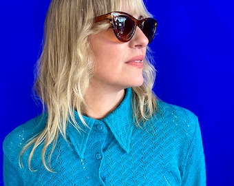 Gafas de sol vintage de ojo de gato de gran tamaño - Marrón claro