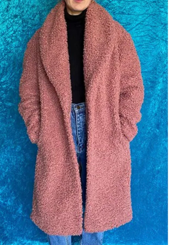 Vintage Faux Fur Dusty Pink Teddy Coat