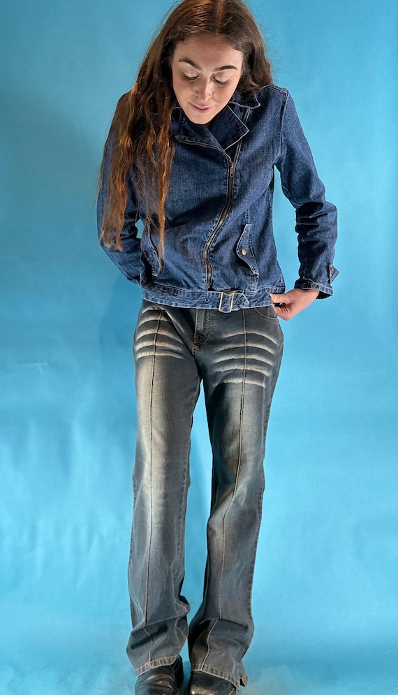 00s【archive】y2k flar denim boot cut 30 Vintage Y2K 2000s Washed Sun Bleached Wide Leg Boot Cut Low Rise