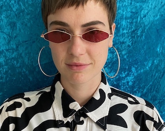 Gafas de sol pequeñas para festivales con forma de diamante - Rosa