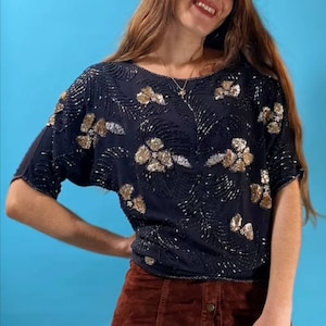 Vintage Black Sequin Top.