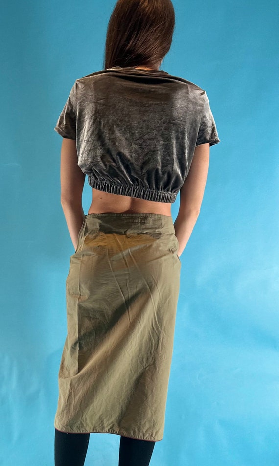 【archive】Vintage Cargo Rap Skirt Y2K Vintage Y2K Cool Distressed Cargo Skirt in Coffee Brown