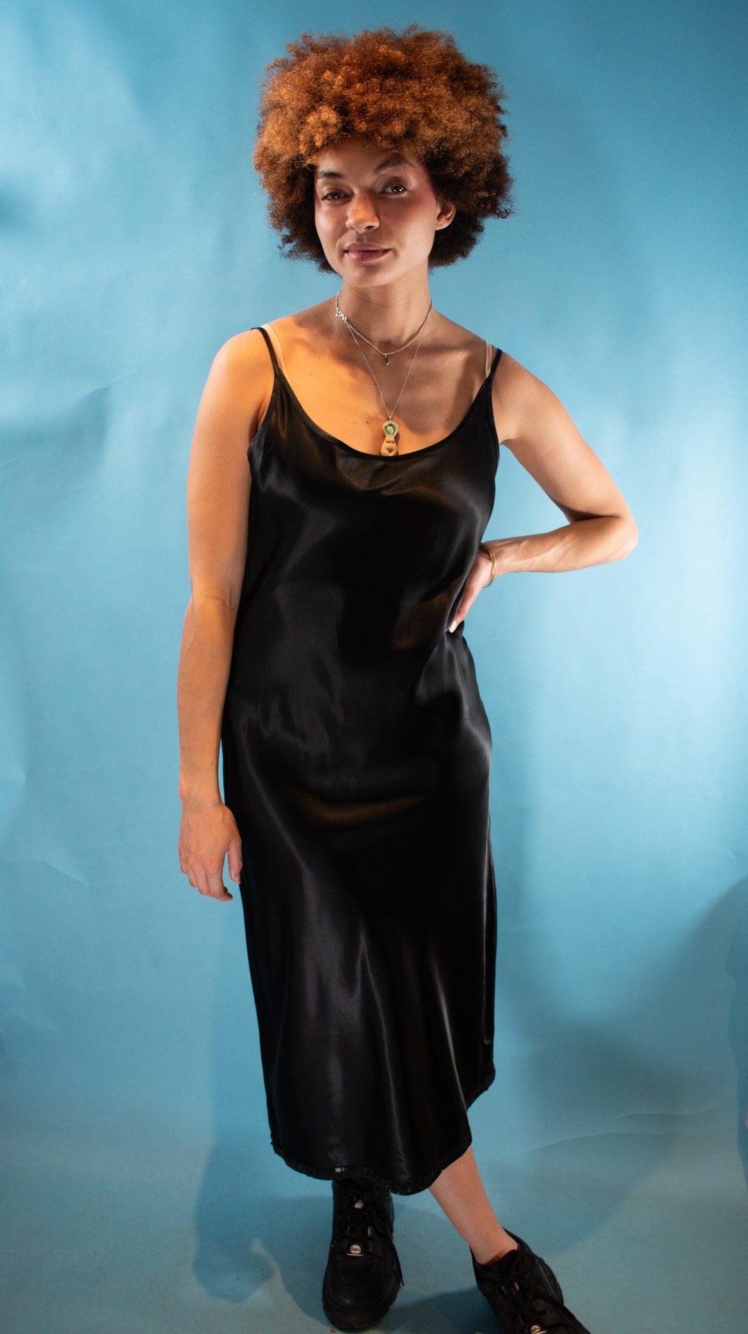 Vintage 1990s M/L Laura Ashley Satin Slip Dress in Black. - Etsy