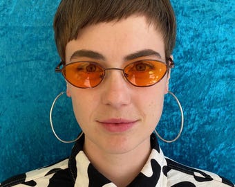 Oval Shape Small Festival Sunglasses - Orange