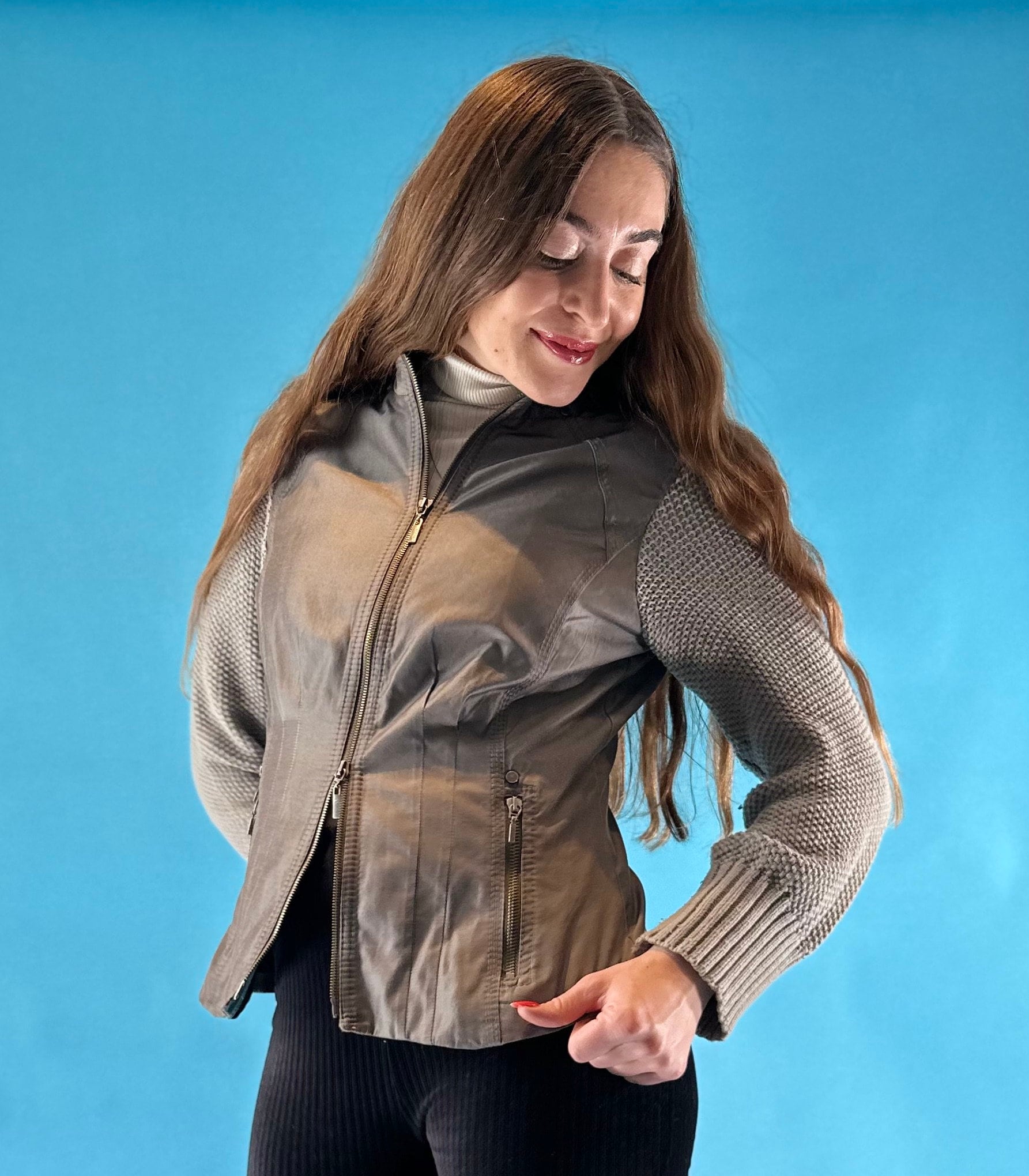 【archive】 00s wool double jacket y2k Vintage Y2K 2000s Double Zip up Jacket With Knitted Sleeves. - Etsy