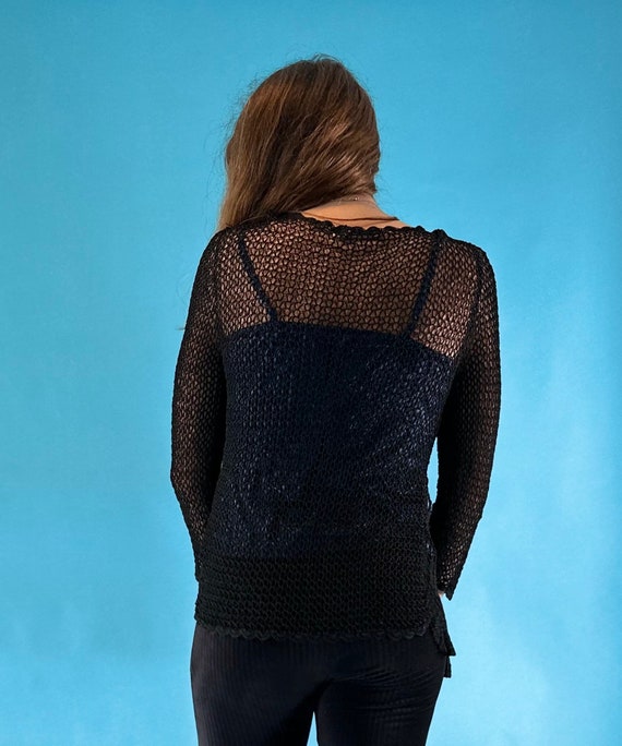 Vintage Y2K 2000s Black Crochet Knit Cardigan With Sequins. - Etsy