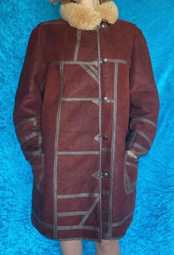 Vintage Brown Faux Fur Sheepskin Coat
