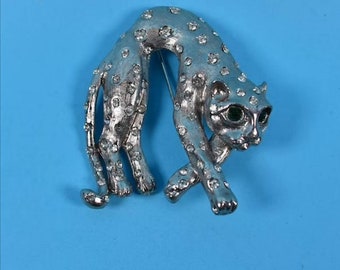 Vintage Silver Plated Cat Brooch