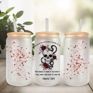Den of Vipers Tumbler | 20oz Metal Tumbler | 18oz Glass Tumbler | BookTok Inspired Gift | Bookish Drinkware | Dark Romance Cup image 7