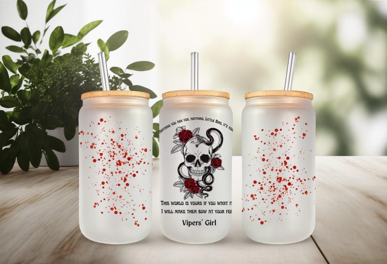 Den of Vipers Tumbler | 20oz Metal Tumbler | 18oz Glass Tumbler | BookTok Inspired Gift | Bookish Drinkware | Dark Romance Cup image 7