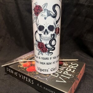 Den of Vipers Tumbler | 20oz Metal Tumbler | 18oz Glass Tumbler | BookTok Inspired Gift | Bookish Drinkware | Dark Romance Cup 20oz Metal Tumbler