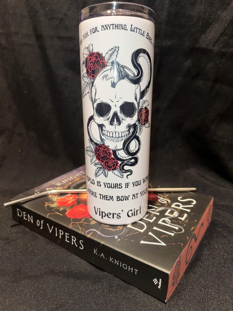 Den of Vipers Tumbler | 20oz Metal Tumbler | 18oz Glass Tumbler | BookTok Inspired Gift | Bookish Drinkware | Dark Romance Cup 20oz Metal Tumbler