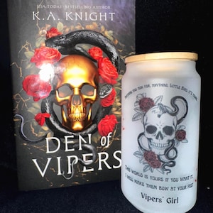 Den of Vipers Tumbler | 20oz Metal Tumbler | 18oz Glass Tumbler | BookTok Inspired Gift | Bookish Drinkware | Dark Romance Cup image 1
