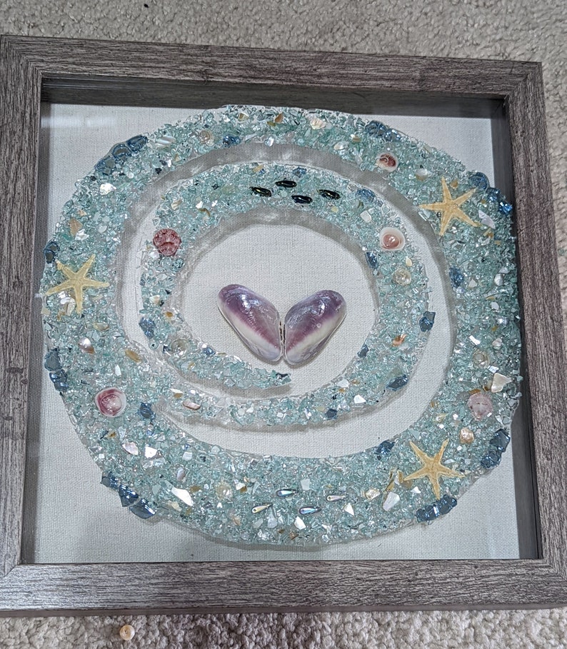 Sea Glass Ocean Wall Art With Sea Shells. This is an Upscale Etsy