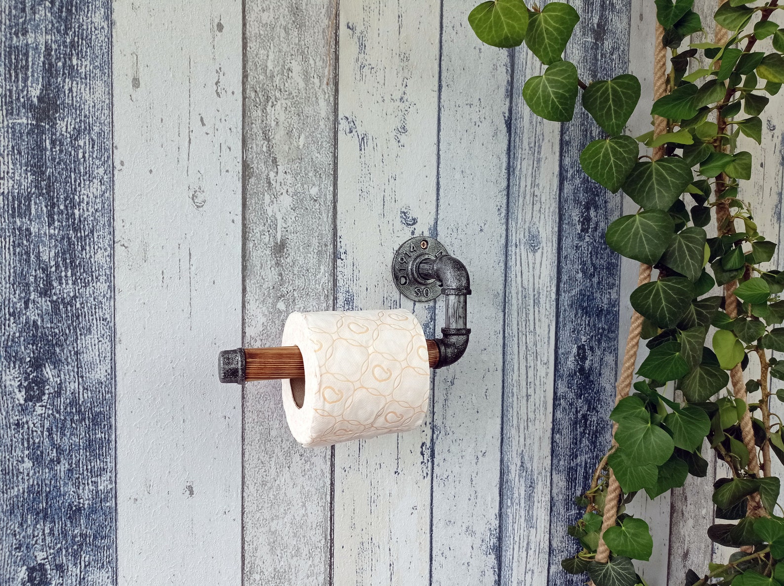 Porta Carta Igienica Da Parete Legno A Forma Di Mattone - Vintage, Unico - Foto 3