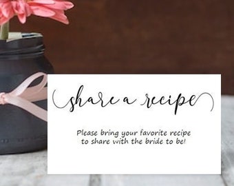 Printed Share a Recipe Cards for the Bride To Be Bridal Shower Favorite Recipe Request Include with Invitation Insert 2 x 3.5 Small Packs