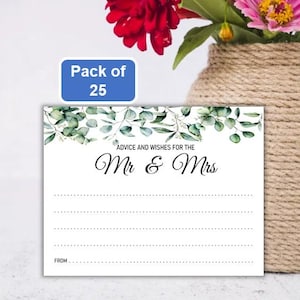 Wedding Advice Note Cards  Wishes for the Mr  Mrs  Guest Book Alternative for Newlyweds Pack of 25