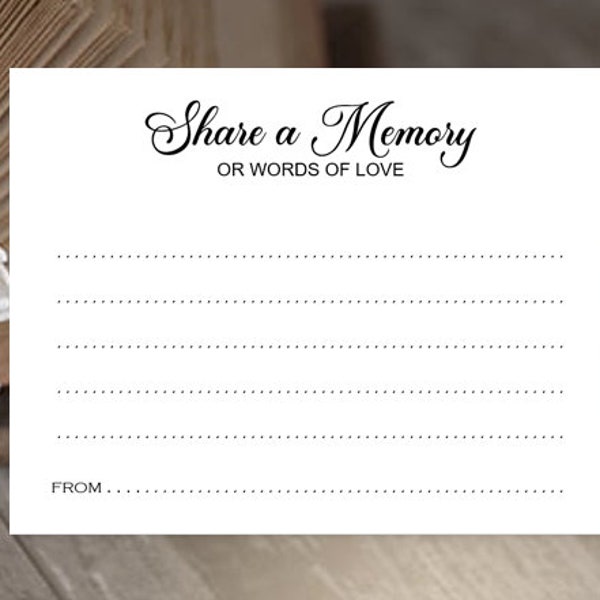 Share a Memory Cards, Funeral or Celebration of Life, Calligraphy Script Sympathy Words of Condolence, Guest Book Alternative, Pack of 25