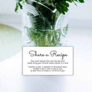 Recipe Request Cards for Bridal Baby  Couples Showers - 2 x 35 Printed Inserts