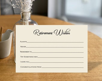 Retirement Wishes Advice Cards, Retirement Party Idea Decorations, 4x6 Cards Printed and Shipped Pack of 25 Cards