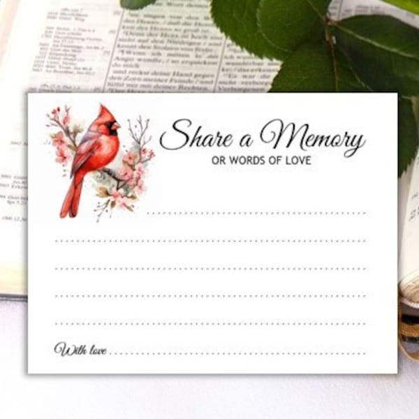 Printed Share a Memory Cards, Funeral or Celebration of Life, Sympathy Words of Condolence, Guest Book Alternative, Pack of 25 Cards