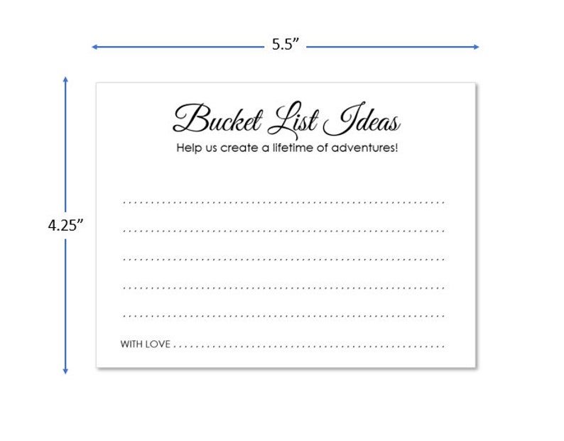 Bucket List Ideas Cards Lifetime of Adventures Party Idea Etsy