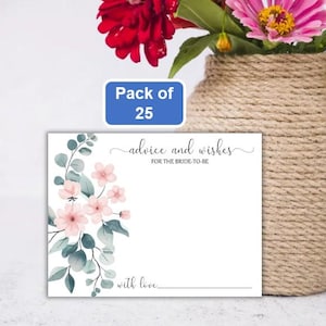 Wedding Advice Note Cards - Bride to Be Wishes Guest Book Alternative 25 Pack 425x55
