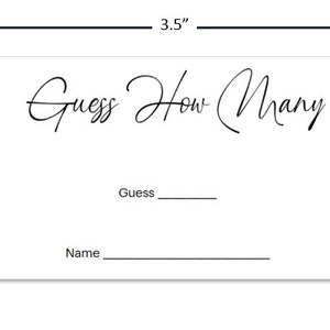 Guess How Many Cards, Guessing Game for Party Wedding or Shower ...