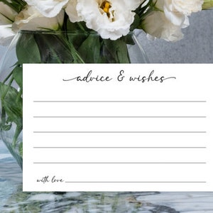 Advice Wishes Cards for Retirement, Baby Shower, Wedding Advice Cards, Elegant Black and White Bridal Shower Advice, 4x6 Pack of 25 Cards