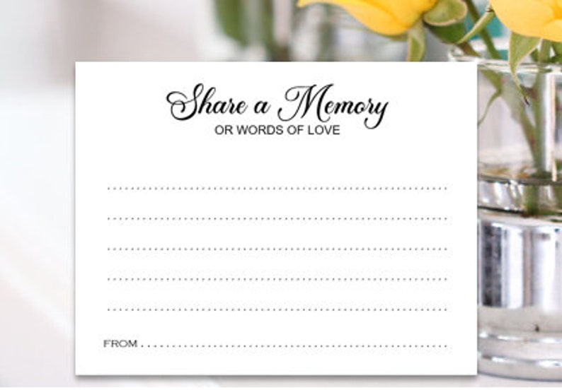 Share a Memory Cards, Funeral or Celebration of Life, Calligraphy