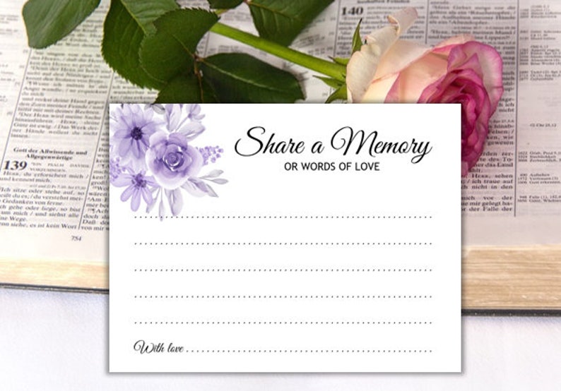 Share a Memory Cards Funeral or Celebration of Life Sympathy Etsy