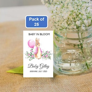 Custom Baby Shower Seed Packets Vintage Rabbit  Couples Shower  Flowers Personalized Favors Pack of 25