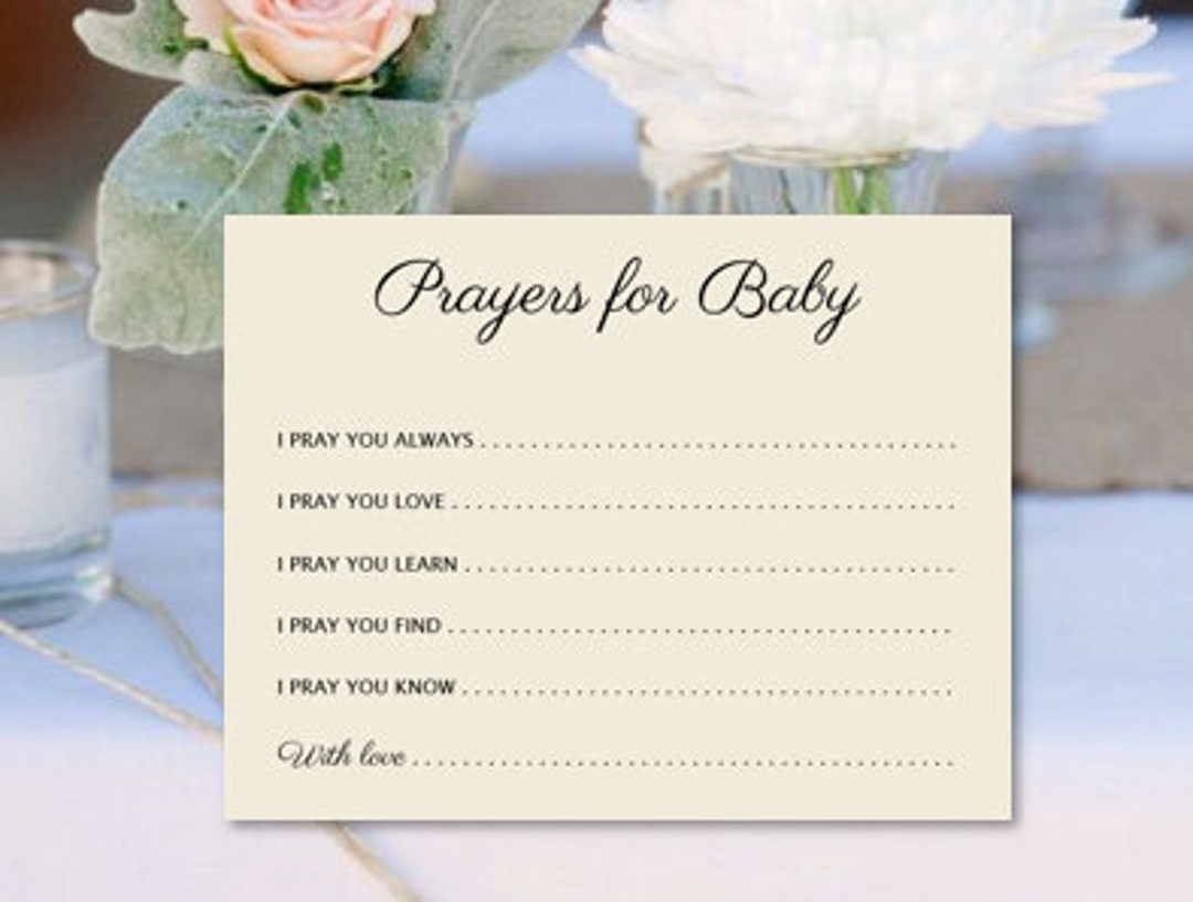 Prayers for Baby Cards, Baby Shower Guest Book Cards, Prayer Blessing