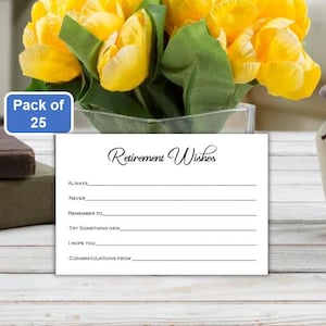 Retirement Wishes Advice Cards - 25 Pack 4x6 Printed Congratulations Cards
