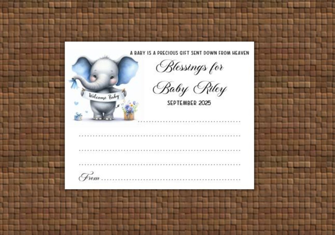 Personalized Boy Baby Shower Note Cards, Blessings Advice and Wishes ...