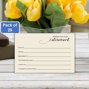 Retirement Advice Cards 4x6 Pack of 25 - Choose White or Cream for Retirement Party